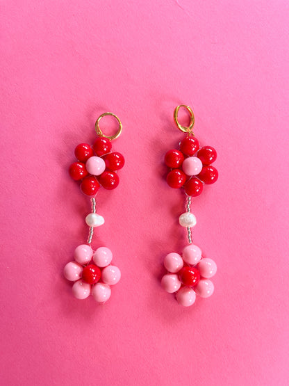 Pink & Red Gajra Earring