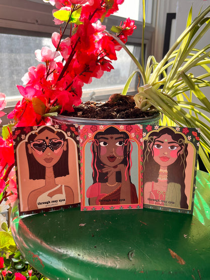Gajra Girlies (Set of 3 Mini Prints)
